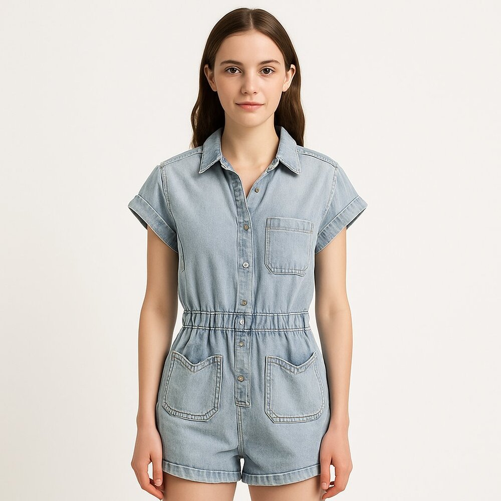 BLANK NYC Time Zone Denim Short Romper jumpsuit‎ light was denim size XS